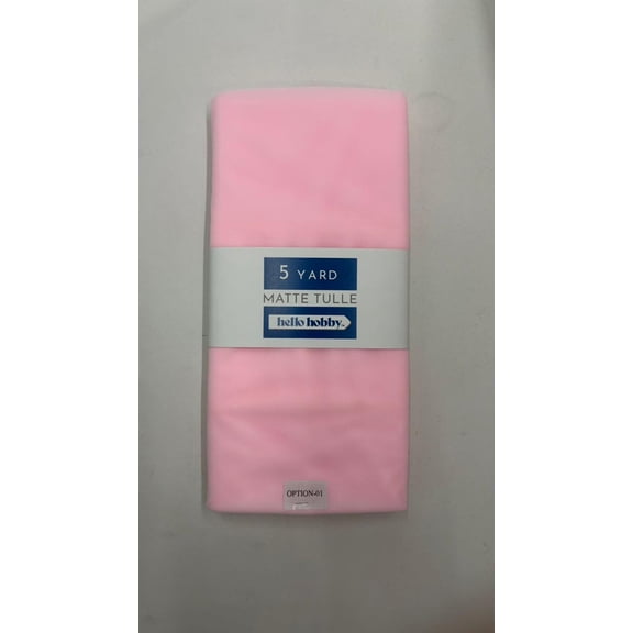 Hello Hobby 5 Yard Cut Matte Tulle 100% Nylon Solids Fabric, Light Pink, 54" Wide for Sewing and Craft
