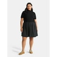 thumbnail image 2 of Terra & Sky Women's Plus Short Sleeve Mini Mixed Media Dress, Sizes 0X-5X, 2 of 5