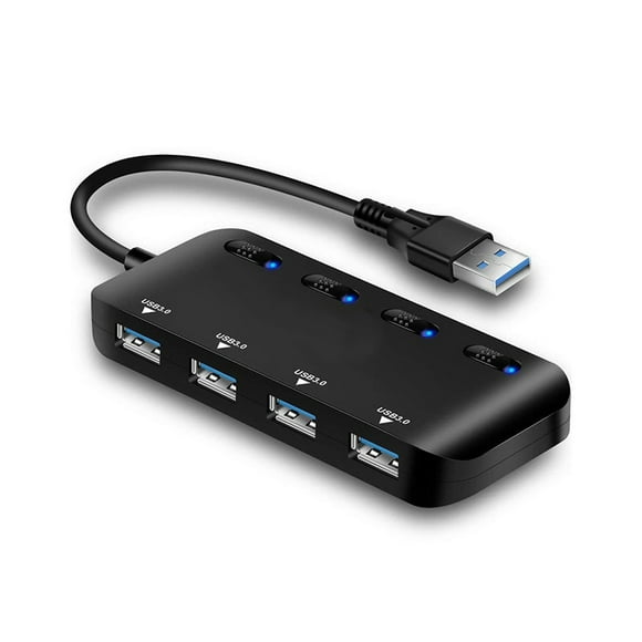 axGear USB 3.0 4 Port HUB w/ on off Switch Portable Slim For Laptop Desktop Macbook