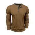 thumbnail image 4 of RYDCOT Men's Henley Long Sleeve Raglan Shirt 100% Cotton Lightweight Pullover 3-Button Placket Casual Crewneck T-Shirt for Men Khaki, 4 of 8
