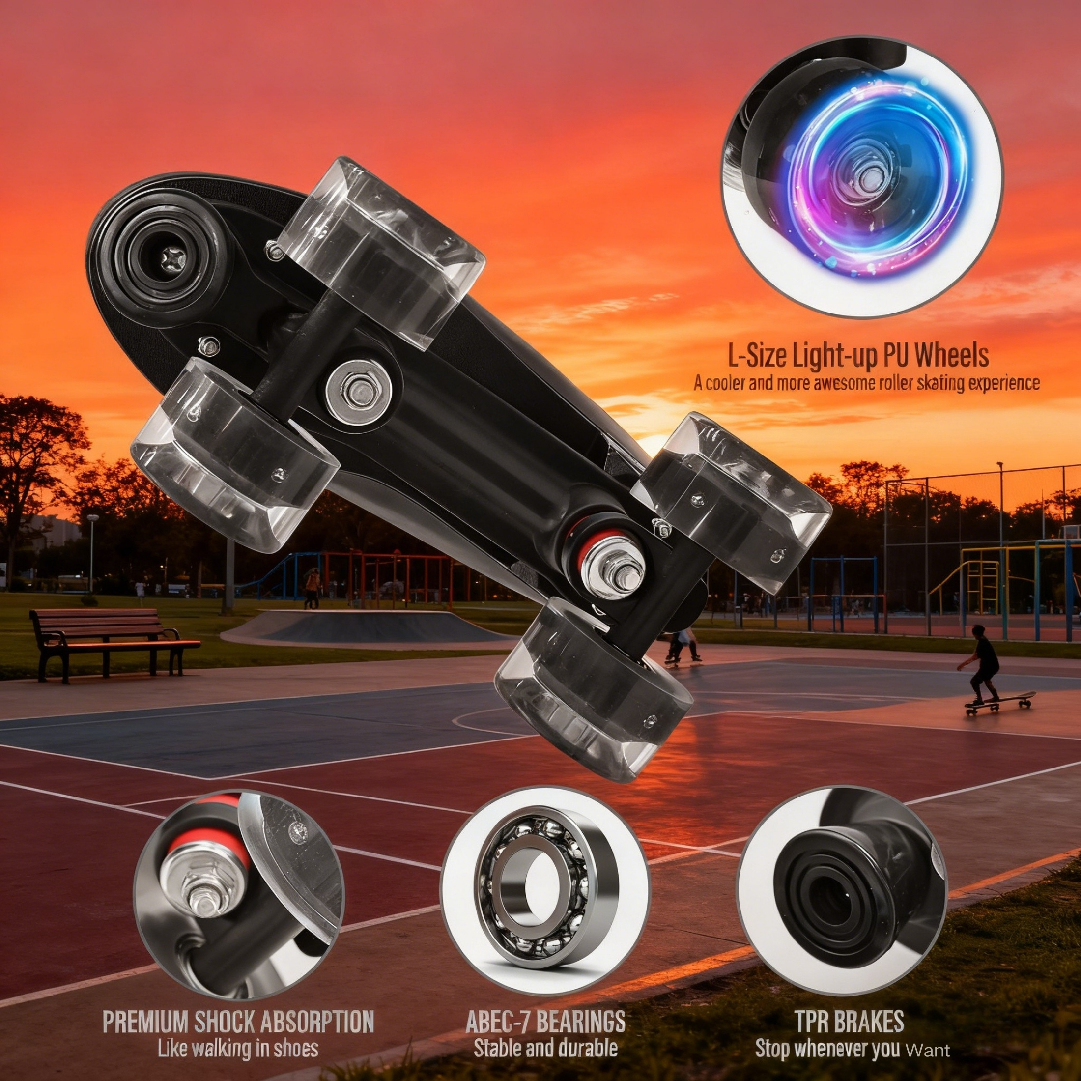 JZY Quad Roller Skates with Light-Up Wheels,High-Top Design for Women, Men & Teens