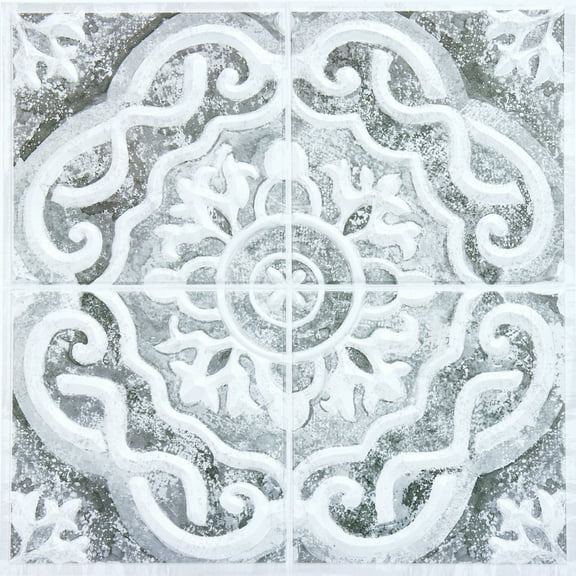 WallPops Ada Grey Embossed Peel and Stick Backsplash Tiles