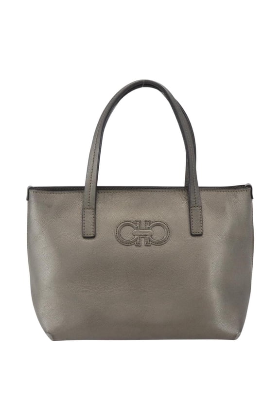 Pre-Owned Salvatore Ferragamo Amabel Tote Leather Silver Leather Tote Bag Bag