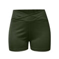 thumbnail image 5 of vigerkar Crossover Biker Shorts for Women, No Front Seam V High Waist Yoga Workout Gym Tummy Control Shorts Green, XL, 5 of 7