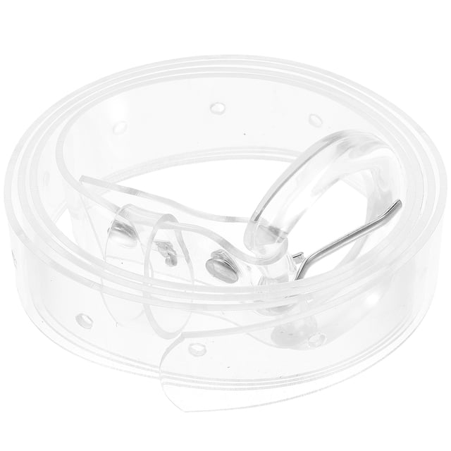 Elegante cadena de cintura transparente Cinturón de cintura de plástico Cintura decorativa Cinturón de vestido simple para mujer Señora (Patrón de hebilla redonda)
