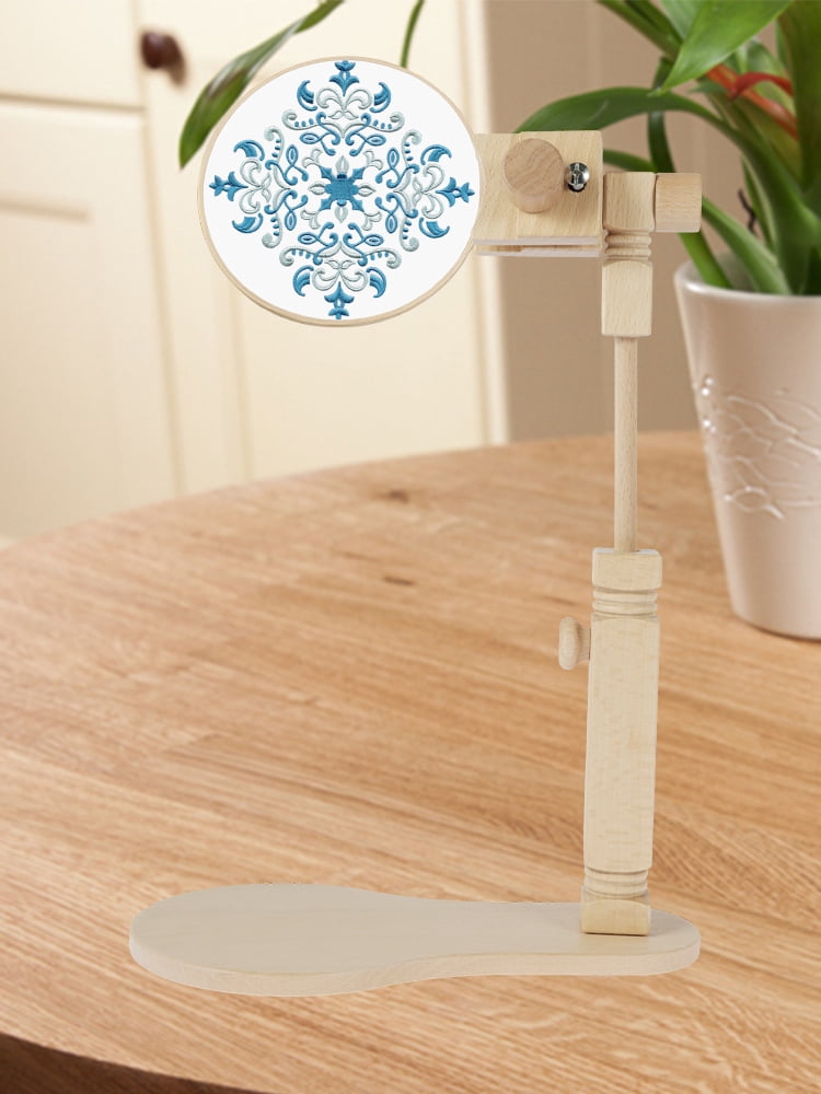 Toorise Wooden Embroidery Stand Adjustable Embroidery Hoop Stand Hands-Free Cross Stitch Stand 360° Rotated Embroidery Hoop Holder Cross Stitch Holder for DIY Craft Needlework Projects