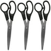 Westcott All Purpose Value Scissors, 8", Stainless Steel, Straight, Black, 3-Pack
