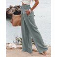 thumbnail image 5 of Mumubreal Women's Wide Leg Linen Pants Drawstring High Waist Palazzo Pants Flowy Beach Lounge Trousers with Pockets, 5 of 7