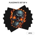 thumbnail image 3 of Placemats Set of 4 / 6, Flame Metal Skull Placemats for Dining Table Indoor/Outdoors Heat Resistant Washable Placemats 18" x 12", 3 of 8