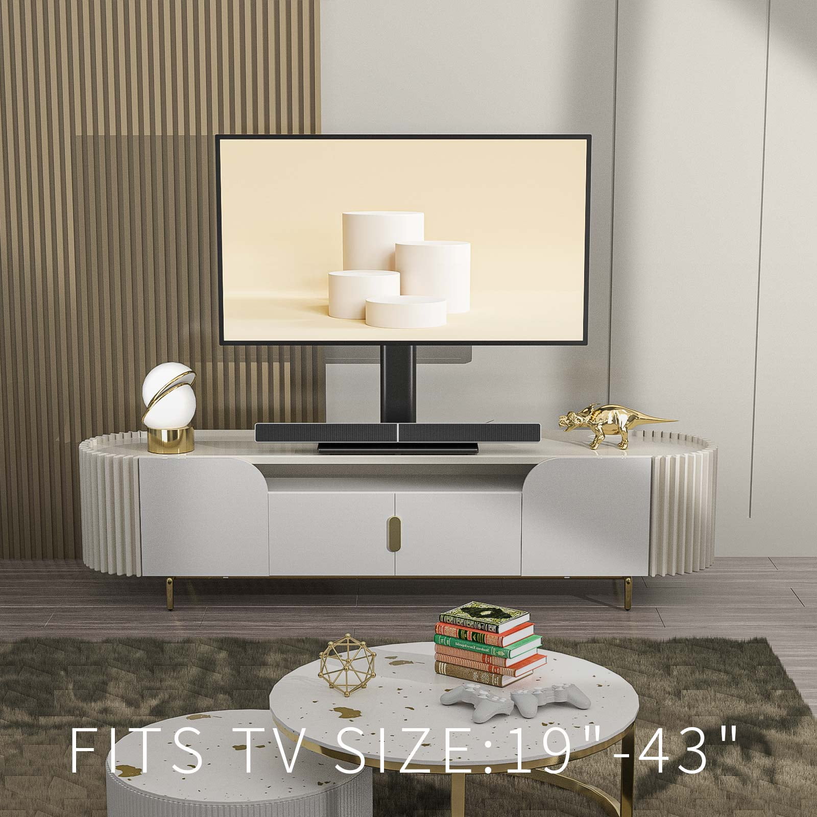 Hemudu HT02B-001W Cable Management Universal Swivel TV Stand Mount with 4 Level Height Adjustable
