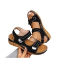 thumbnail image 5 of Xdegoge Wedge Sandals for Women Summer Hook and Loop Straps Metallic Hardware Platform Walking Shoes Open Toe Casual Beach Dressy Footwear Non Slip Sole Ladies Sandals, 5 of 6
