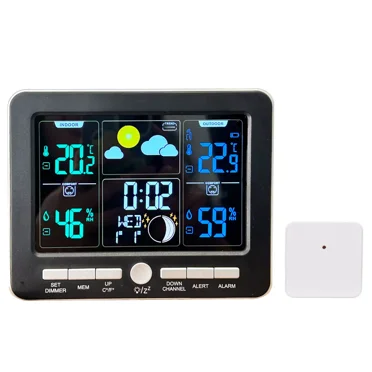 Smart Digital Clock Color LCD Barometric Hygrometer Weather Station Forecast Moon Phases for Home Decor Indoor Outdoor - Clock AN0814