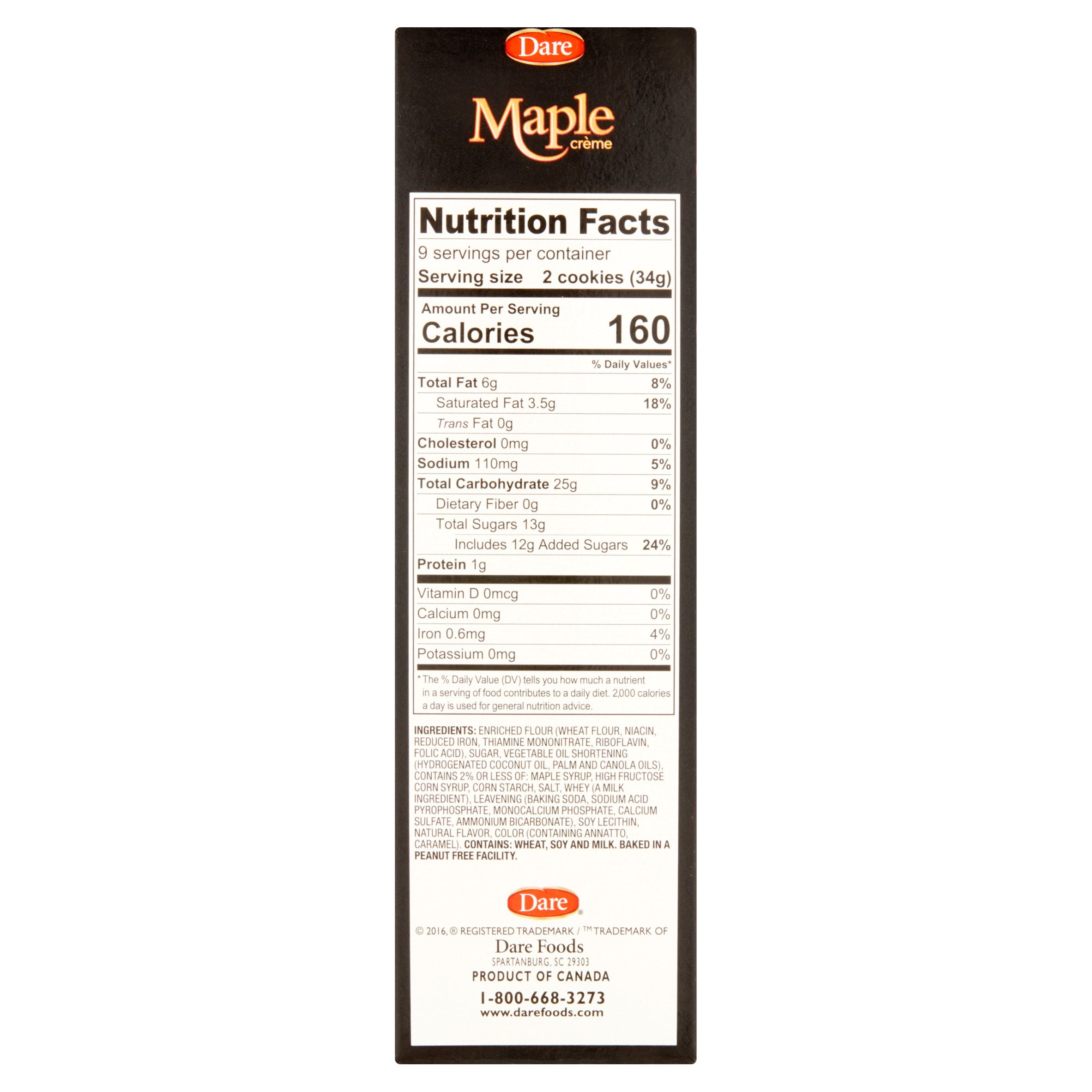 Dare Premium Maple Crème Flavored Cookies, 10.6 oz, 12 pack
