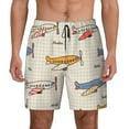 thumbnail image 2 of Goofa Striped Vintage Planes Printed Men's Swim Trunks Board Shorts Quick Dry Mens Swimming Trunks with Compression Liner,Breathable Fit Hawaii Beach Shorts-XX-Large, 2 of 9