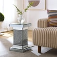 thumbnail image 3 of AUWHALEUS Indoor Modern Space Saving Tempered Glass Square End Table, Silver, 3 of 6