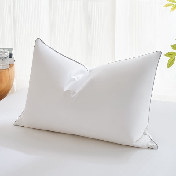 AQUZIN Feather Down Pillow Queen Size 1 Pack, Luxury Hotel Quality Bed Pillow, Medium Firm Support for Back, Stomach or Side Sleepers, 20x26in.