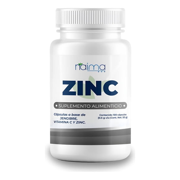 Zinc Con Vitamina C Y Jengibre 500mg - 100 Cáps Por Frasco Sin Sabor