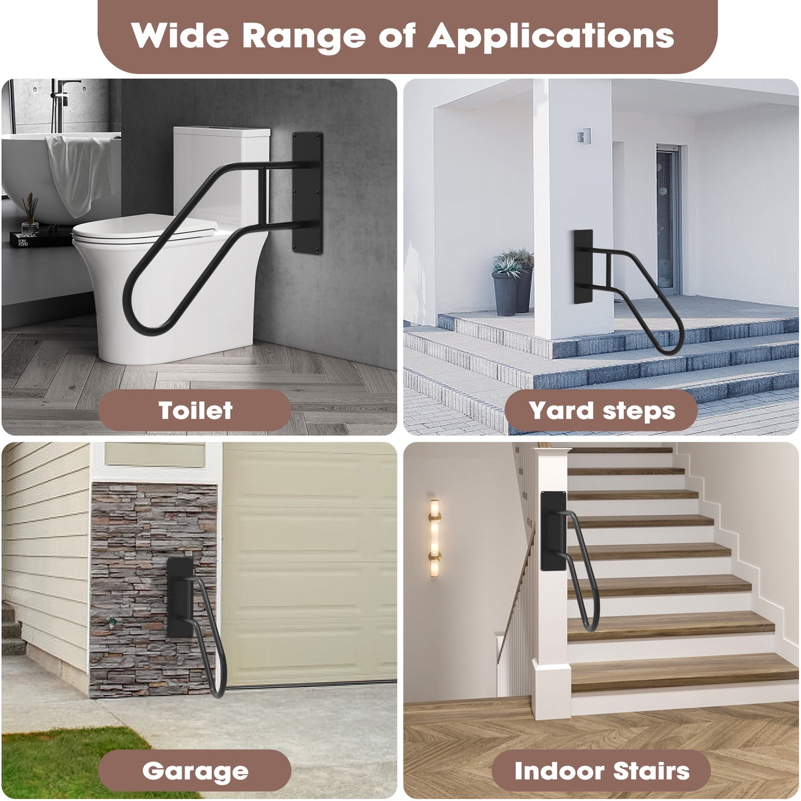 Wall Mounted Handrail for Outdoor Steps, Standing Grab Bar Stair Handrail,(28.7")