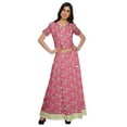thumbnail image 1 of Moomaya Printed Cold Shoulder Cotton Crop Top Skirt Set Party Wear Ethnic Set, 1 of 6