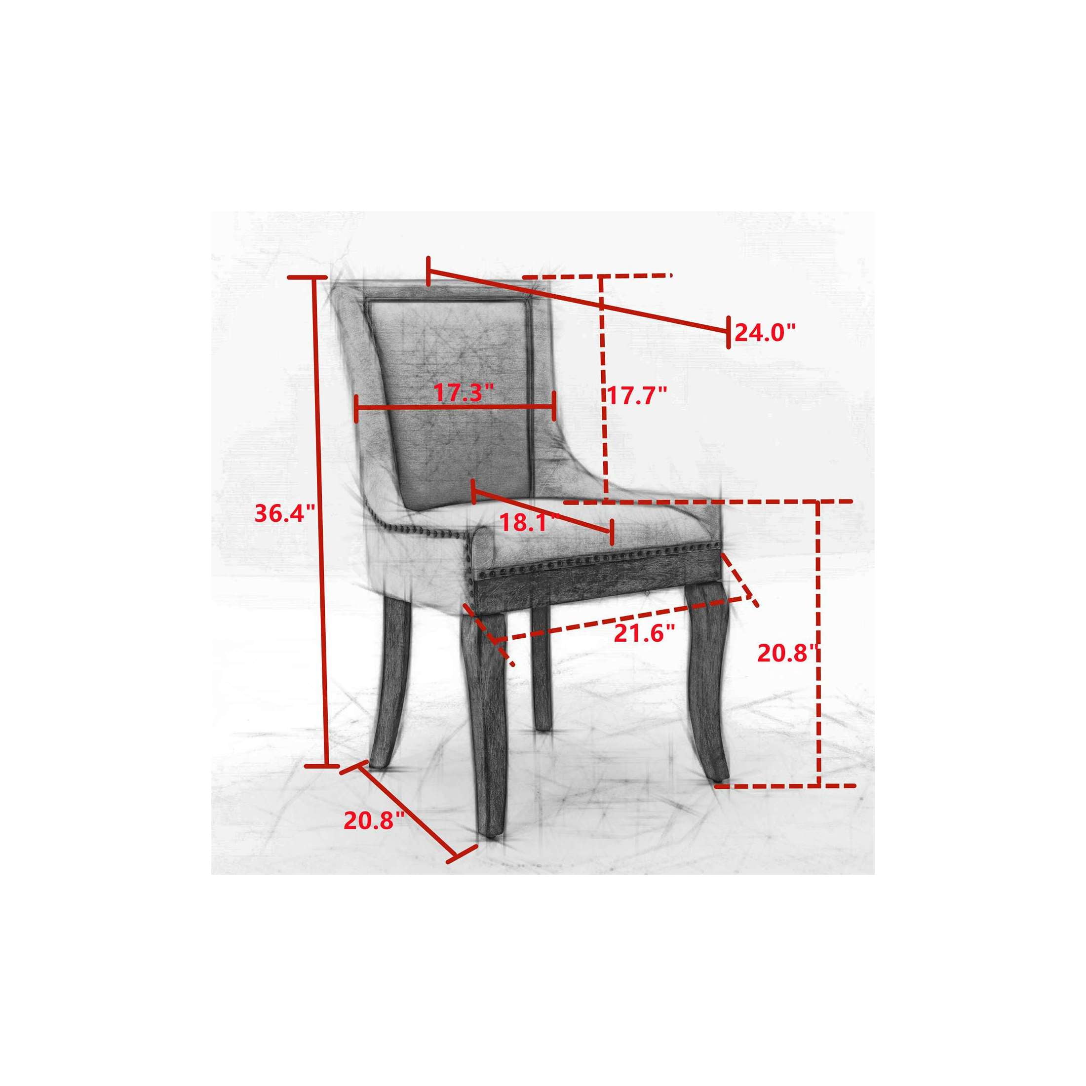 Echo Upholstered Dining Chairs with Nailhead Trim, Solid Wood Legs, Gray, Set of 2