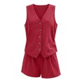 thumbnail image 7 of Lopecy-Sta Womens Matching Sets Sleeveless V Neck Vest Top and Relaxed Fit Shorts Fashion Going Out Two Piece Outfits for Summer Streetwear, 7 of 7
