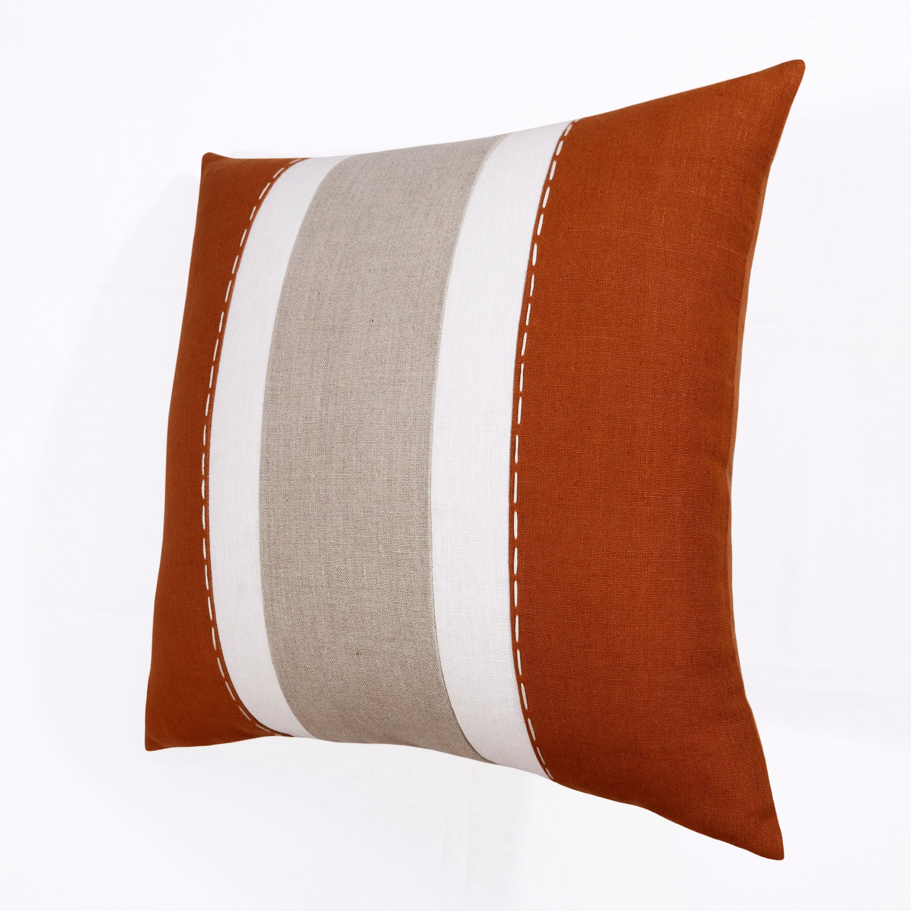 Ox Bay Euro Hand-Woven Striped Linen Throw Pillow, 20" x 20"