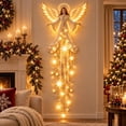 thumbnail image 3 of Lighted Angel Wall Decor, Christmas Angel Hanging Decoration with Warm Cascading Star Lights for Living Room Entryway Window Fireplace 9.8in×31.5in, 3 of 10