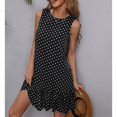 thumbnail image 5 of Women's Sleeveless Polka Dots Ruffle Tunic Dress Casual Summer Beach Tank Dresses Sundress, 5 of 6