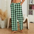 thumbnail image 4 of DENGDENG Christmas Pj Bottoms Buffalo Plaid Fall Flannel Fleece Pajama Pants Baggy Lounge Fuzzy Sleepwear Pants Soft Straight Leg Drawstring Cute Funny Pajamas with Pockets Green L, 4 of 6