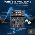 thumbnail image 2 of Pyle Mezclador de audio inalámbrico profesional para DJ - Mezclador de sonido con controlador de DJ Bluetooth de 3 canales con interfaz de audio USB, conector combinado XLR+entrada de micrófono/línea/, 2 of 5