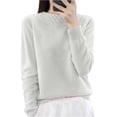 thumbnail image 3 of Oksale Knit Sweaters for Women Trendy High Neck Pullover Shirts Soft Comfy Long Sleeve Fall Tops White L, 3 of 7