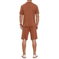 thumbnail image 3 of INSPIRE CHIC Men's 2 Pieces Sets Polo Shirt & Shorts Printed Knit Outfits M Brown, 3 of 6
