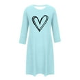 thumbnail image 5 of gakvbuo Summer Dress For Women Mini Dress Tunic Dress Women's Heart Printed 3/4 Sleeve Round Neck Loose And Comfortable Short Nightgown, 5 of 7