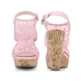 thumbnail image 2 of BLISSFUL STEP Lace Ankle Strap Platform Wedges Heel Sandals for Women Pink 10, 2 of 6