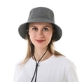 thumbnail image 4 of Bucket Hat Solid Color Unisex Reversible Fishing Hat Beach Cap with Lanyard, 4 of 10
