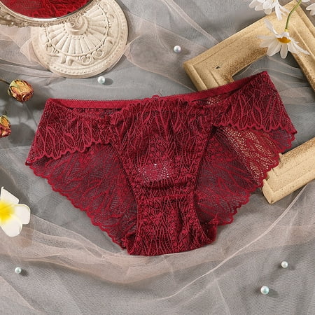 

Lace Cotton Underwear with Seamless Design Comfortable to Wear Durable Lightweight for Women Red One Size