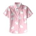thumbnail image 4 of Byoo Easter Tee Shirt for Little Girls Cute Bunny Print Short Sleeve Button Down Shirt with Stand Collar Holiday Soft Top ，7-8 T, 4 of 4