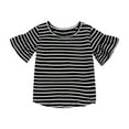 thumbnail image 2 of NAISIBABY Kids Girls T-Shirt, Striped Casual Cotton Flare Sleeve Summer Cute Tee Black 6-9Months, 2 of 3