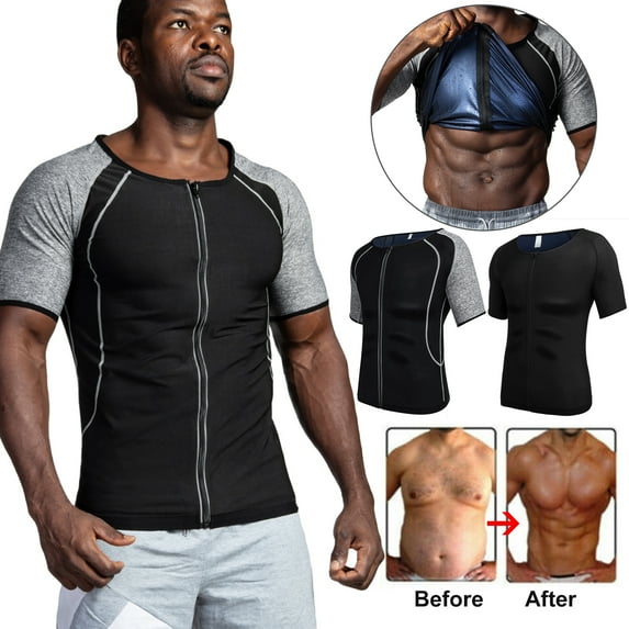 Men Sauna Suit Compression Short sleeve Body Shaper Waist Trainer Fat Burn Corset for Weight Loss Hot Sweat Workout Short sleeve