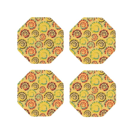 

Fuzoiu Colourful Tie Dye 1 Print Leather Coasters Set Drink Coasters Set of 4 for Tabletop Protection Durable PVC Coasters Home Décor and Housewarming Gift-Octagon
