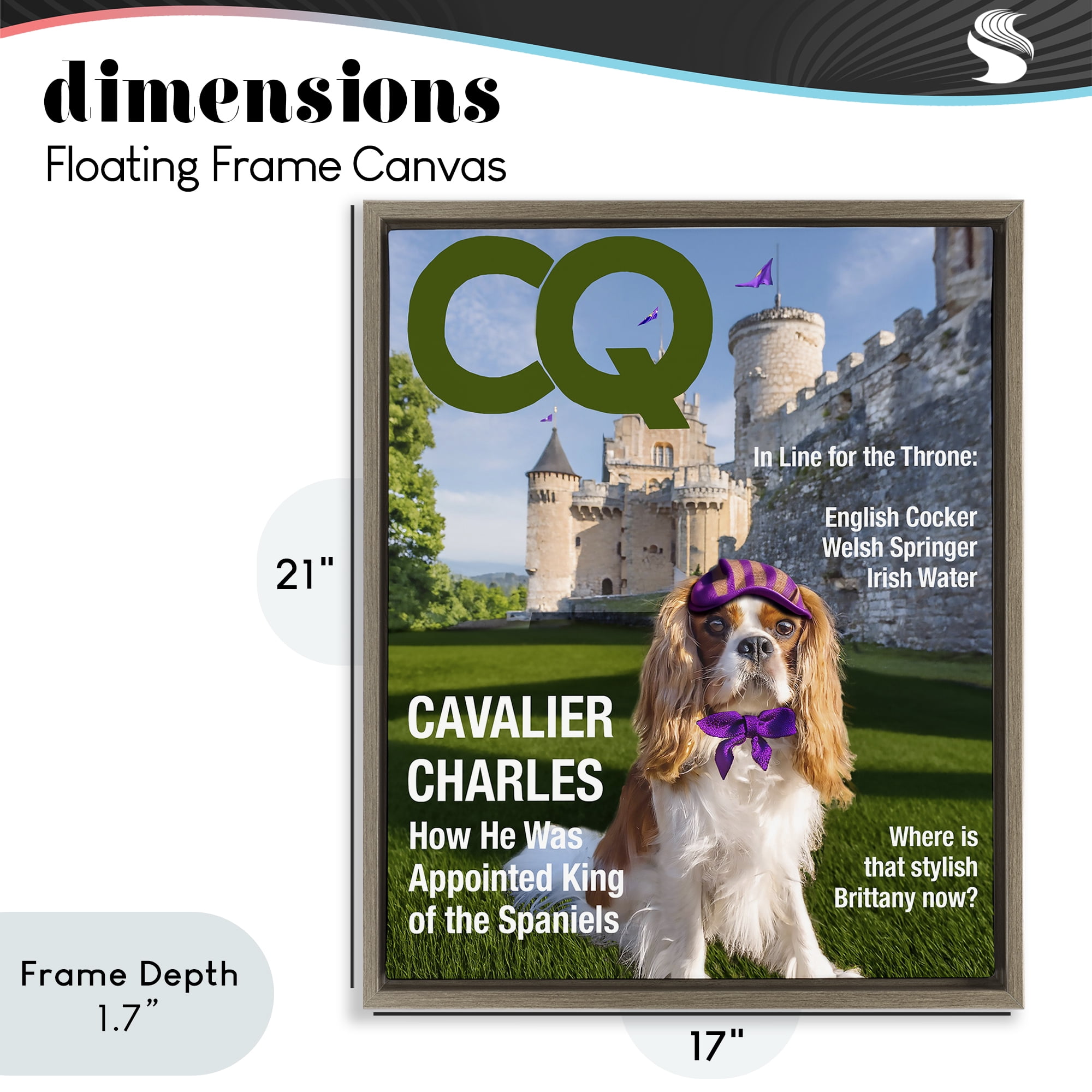 Stupell Industries Royal Cavalier Magazine Brown Framed Floater Canvas Wall Art, design by Grotto Studios