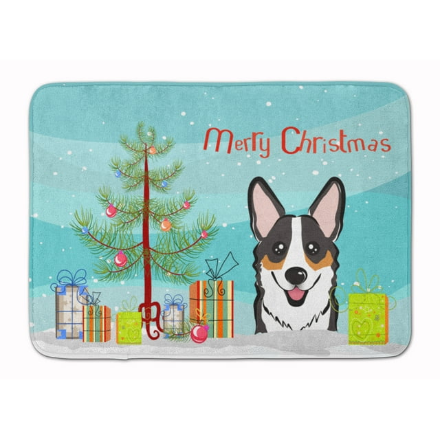 Carolines Treasures BB1627RUG Christmas Tree & Tricolor Corgi Machine Washable Memory Foam Mat