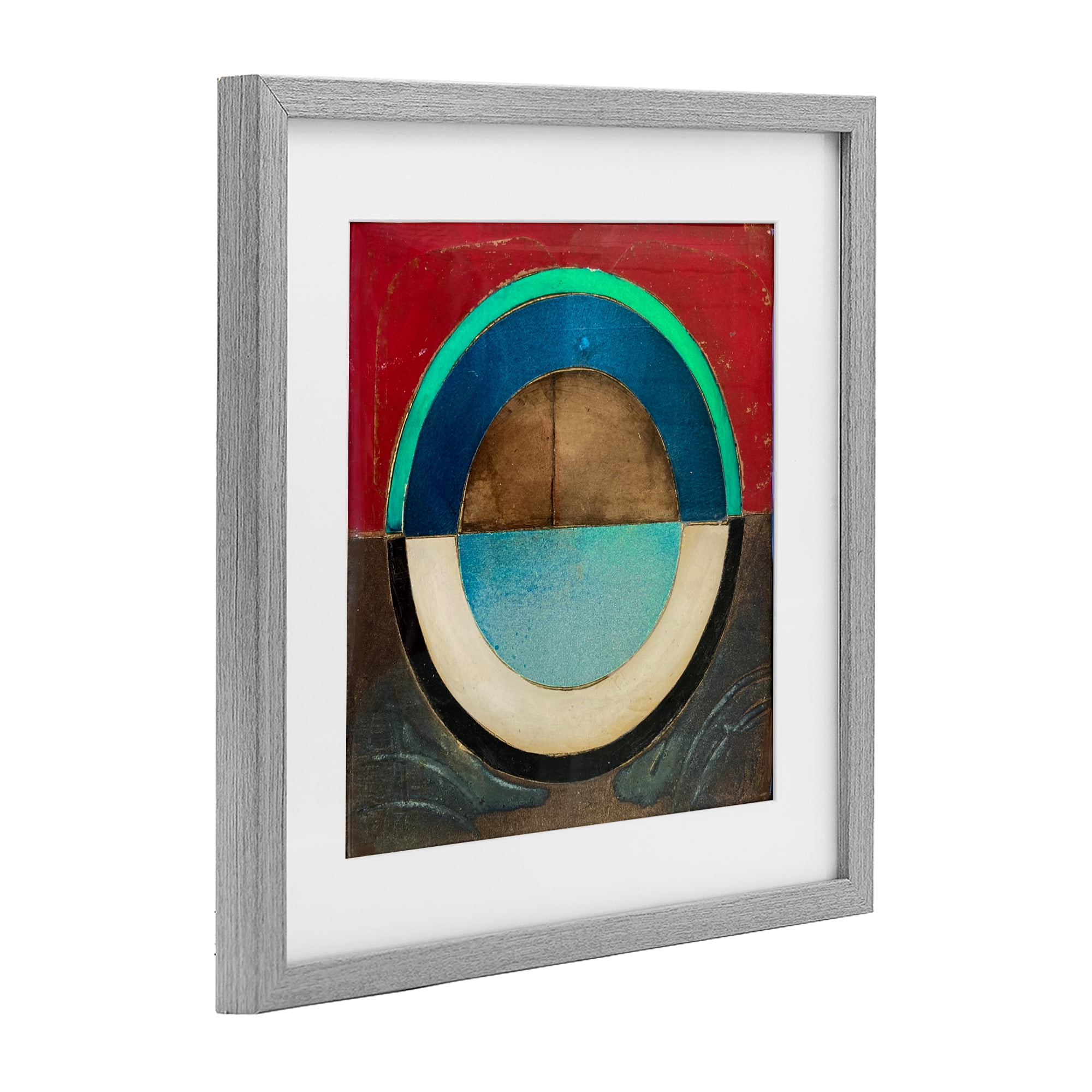 Stupell Industries Round Distressed Circle Gray Framed Print Under Glass, design by Matthew Finger