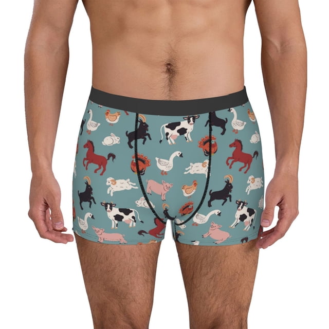 Balery Farm Animals 1 Calzoncillos bóxer para hombre, ropa interior de algodón suave y transpirable con cinturilla de nailon-X-Large