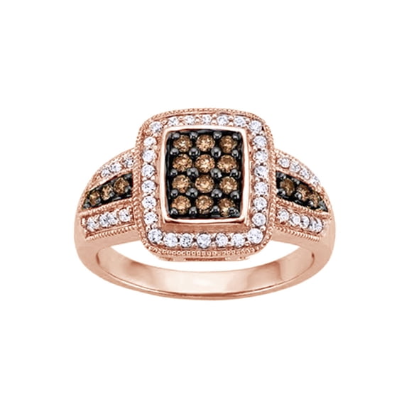 Brown & White Natural Diamond Fashion Ring In 10k Rose Gold (0.5 Cttw)