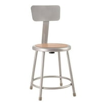 National Public Seating NPS 6200 Series 18" Modern Metal Heavy Duty Stool with Backrest in Gray CA2