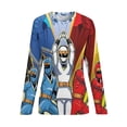 thumbnail image 6 of Power Rangers Women’s Pajama Top 3D Digital Print Sleepwear Trendy Crewneck Pullovers Long Sleeve Shirts 3XL, 6 of 8
