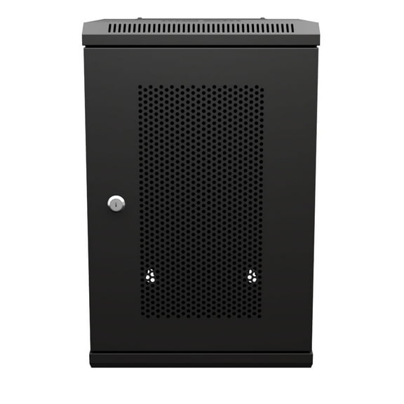 NavePoint 11.8 in Wall Mount Network Cabinet, 9U, Perforated, Black