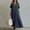 Blue, variant on IUYRTFE Women's V Neck Short Sleeve Maxi Dress Cotton Linen Loose Fit Summer Casual Long Vacation Dress