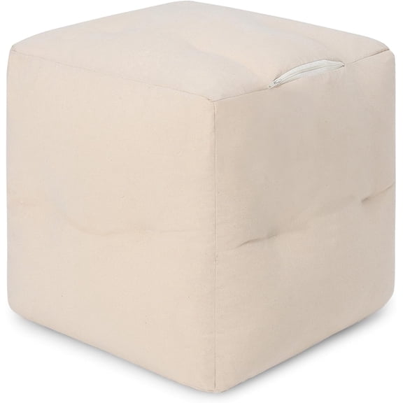 · REDEARTH · Pouf Filler Ottoman Textured Boho Storage Cube Poof Decorative Pouffe Farmhouse Footrest Accent Footrest - Living Room Bedroom Nursery; 100% Cotton (17"X17"X17", Natural)